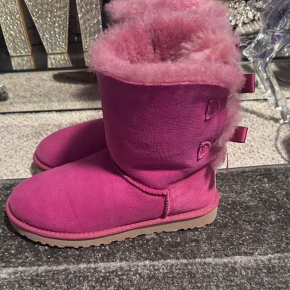 UGG Fuchsia Fluffy Bow Boots - Picture 3 of 7